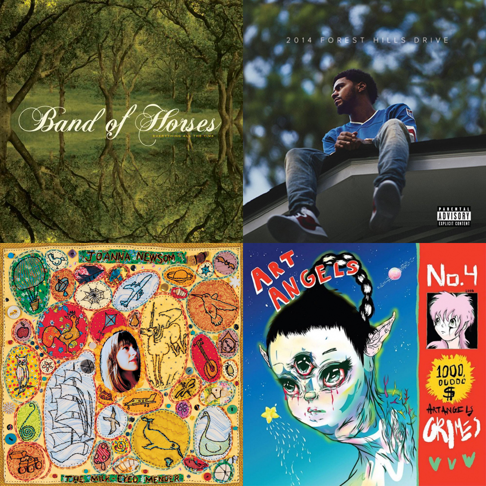 Band of Horses, J. Cole, Joanna Newsom, and Grimes among others available at Shuga Records